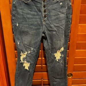 Judy Blue Dark Blue Distressed Boyfriend Jeans